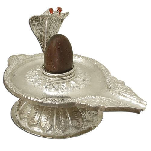 Rudraksham Narmadeshwar Shivling Copper Jalhari – Silver Polish 7 Inch